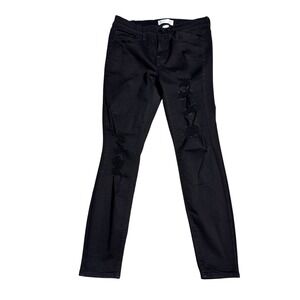 Mudd Womens 11 Low Rise Skinny Jeans Black Distressed Ripped FLX Stretch Denim